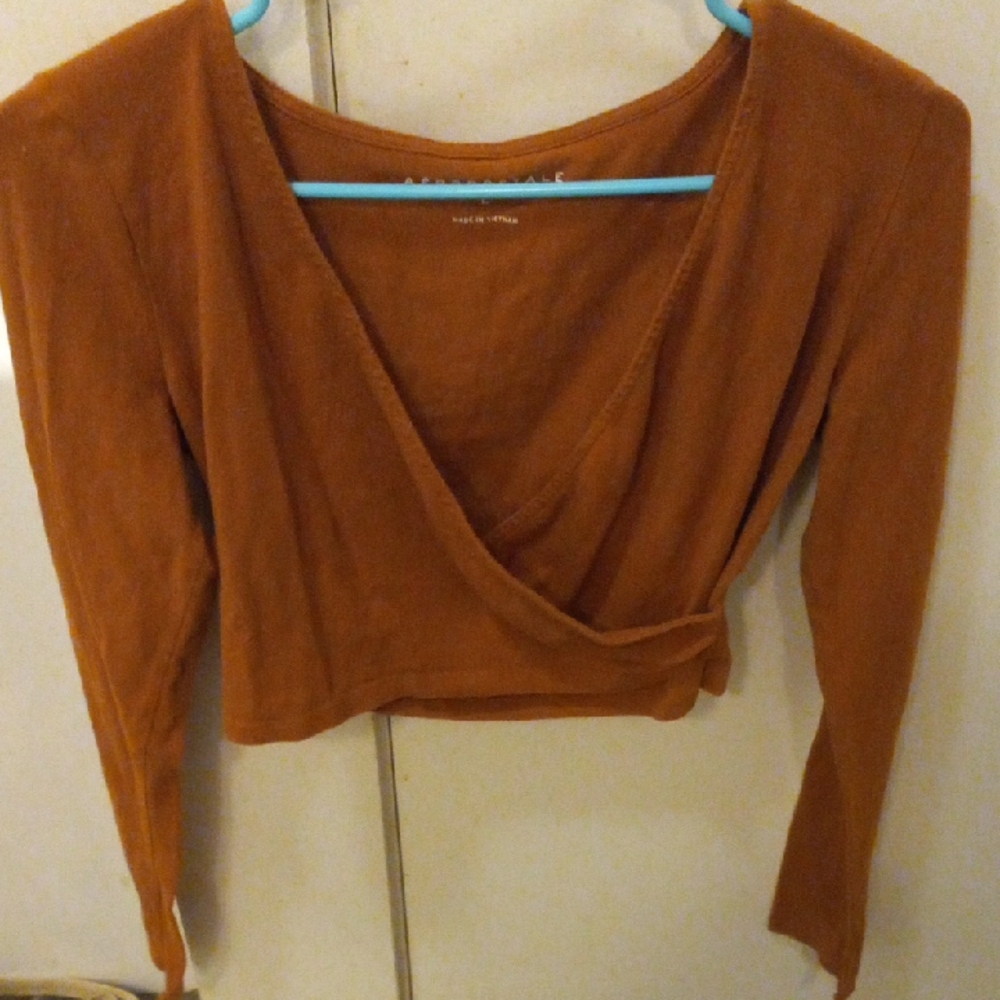 Aeropostale Terracotta Long Sleeve Wrap Blouse
